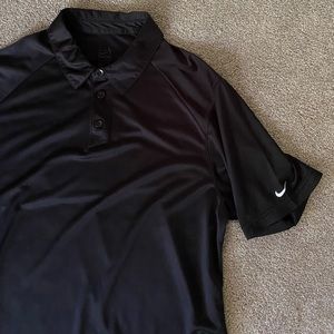 NIKE Black Polo Large 3/4 Button Down Up Short Sleeve